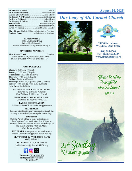 August 24, 2025 - Bulletin