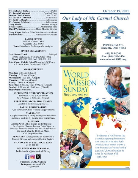 October 19, 2025 Bulletin