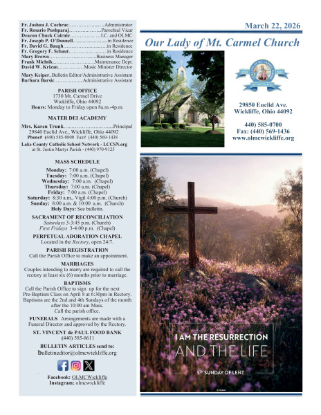 March 22, 2026 Bulletin