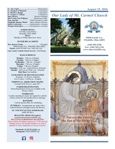 August 23rd Bulletin