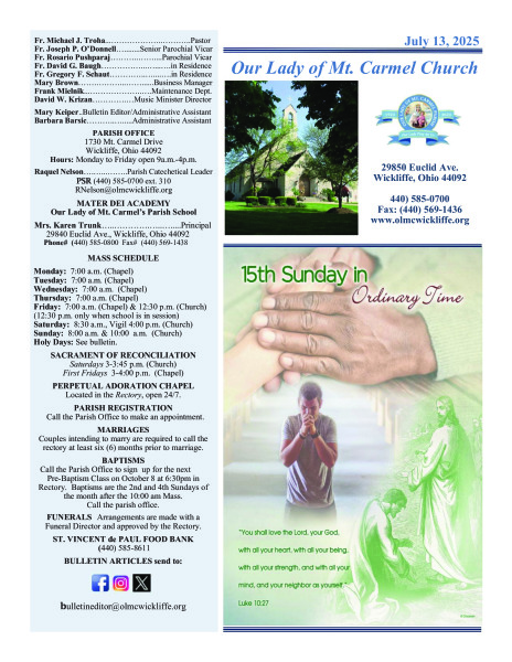 July 13, 2025 - Bulletin
