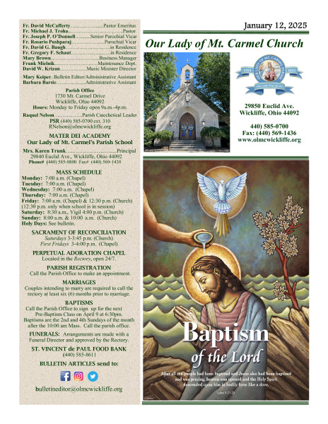 January 12, 2025 Bulletin