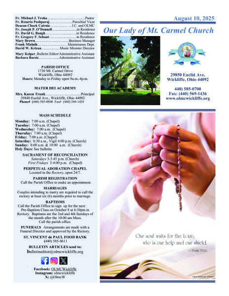 August 10, 2025 Bulletin