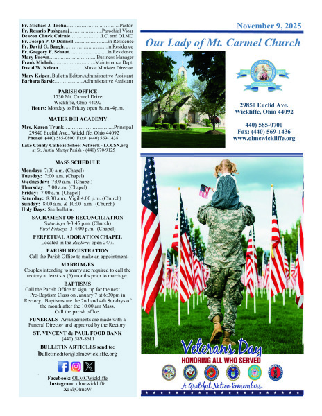 November 9, 2025 bulletin